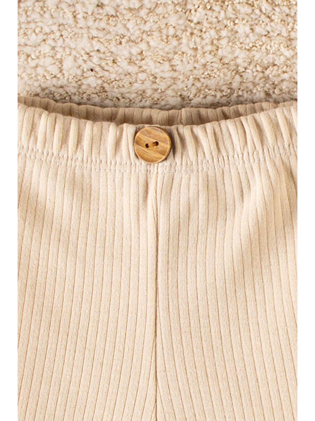 Ekru Organik Kumaş Fitilli Alt Takım-1