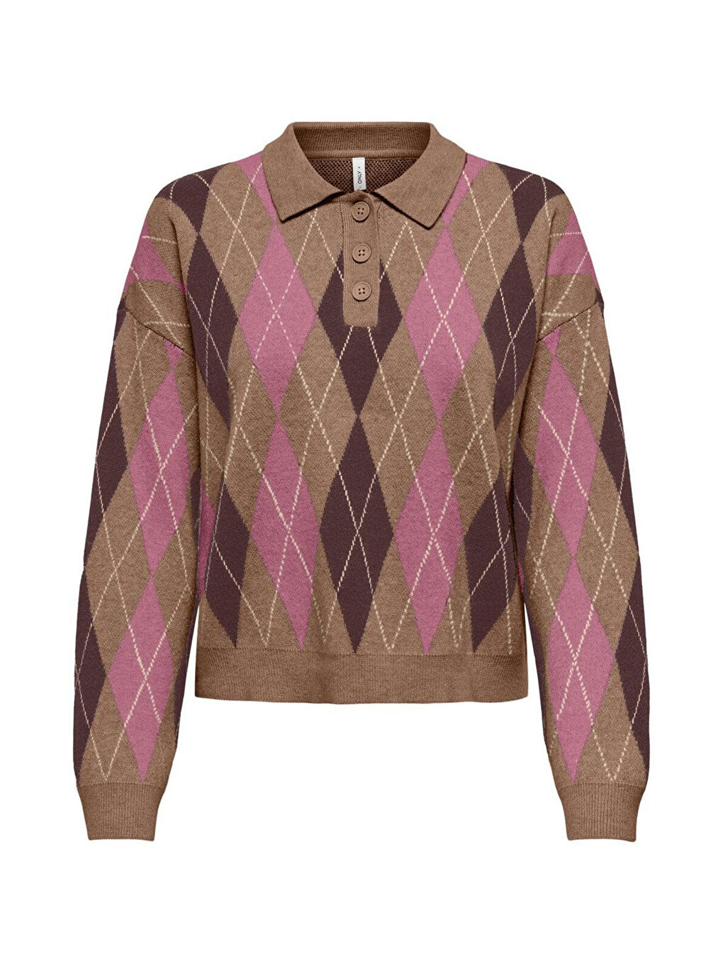 Kahverengi Onlibi Regular Fit Düğmeli Polo Yaka Kazak 15360541