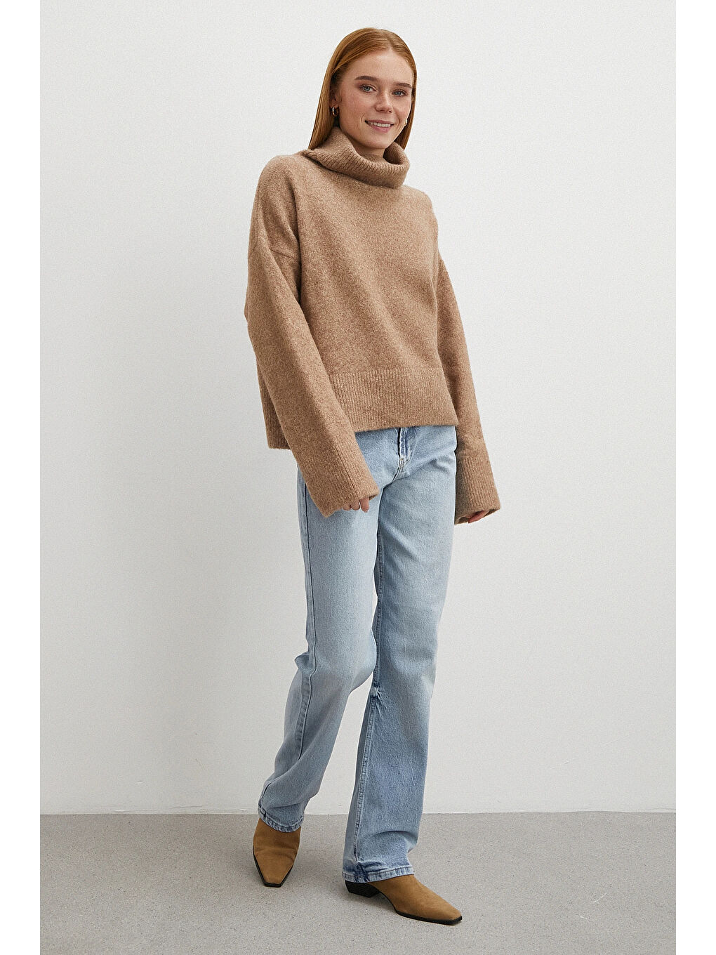 Yüksek Bel Straight Fit Jean Buz Mavisi-2