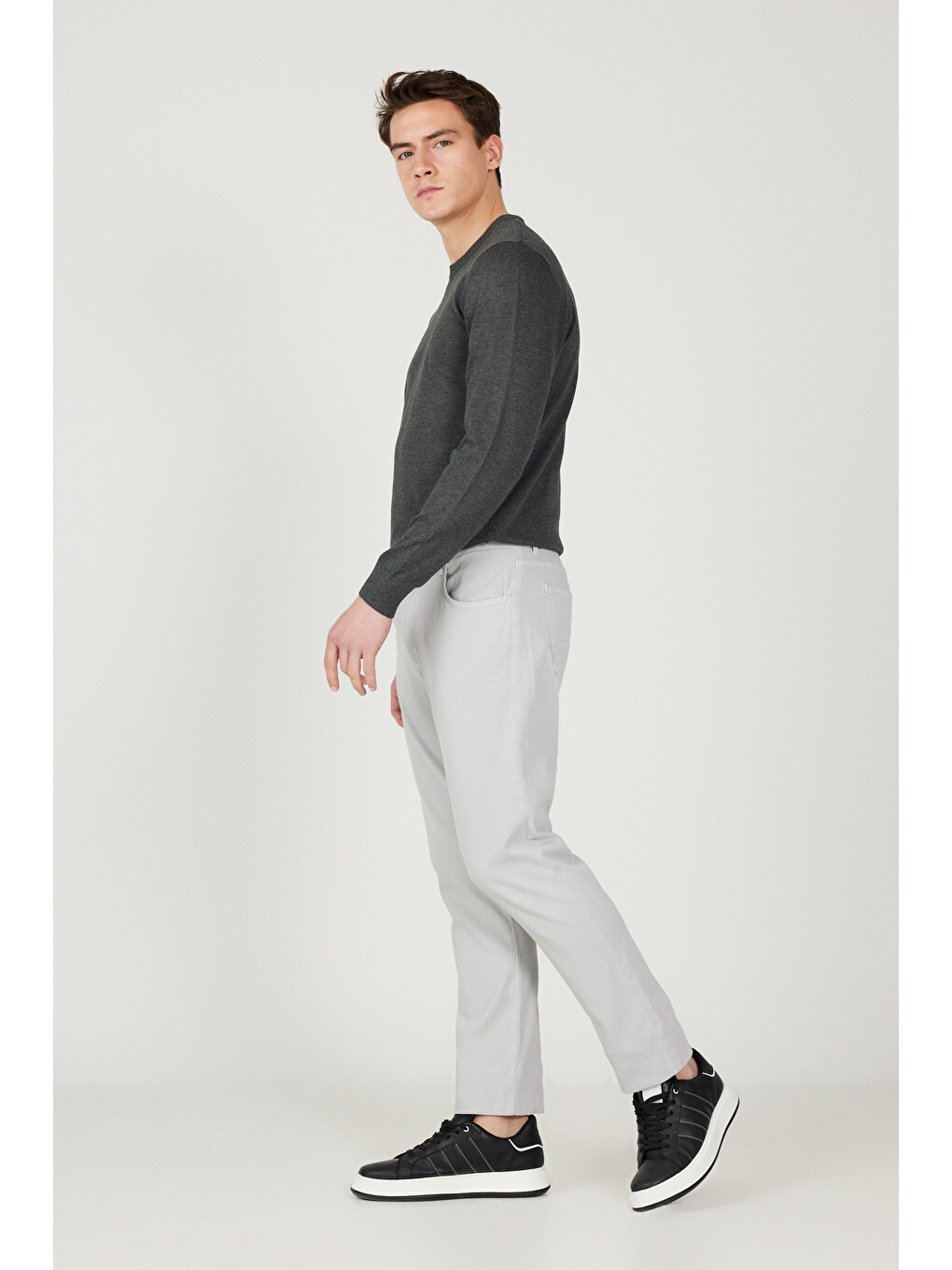 Bej Erkek Taş Comfort Fit Rahat Kesim 5 Cep Armürlü Pamuklu Pantolon-2