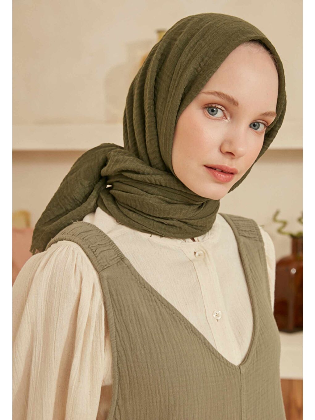 Yeşil Bürümcük Şal Yaprak