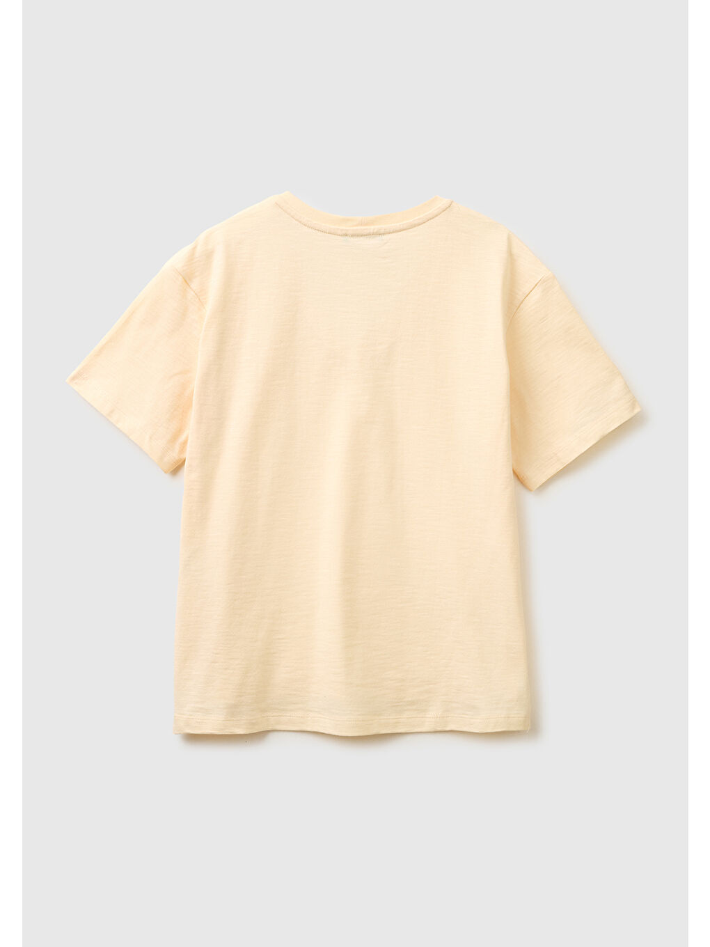 Ekru Kadın Krem %100 Pamuk Klasik V Yaka T-Shirt-1