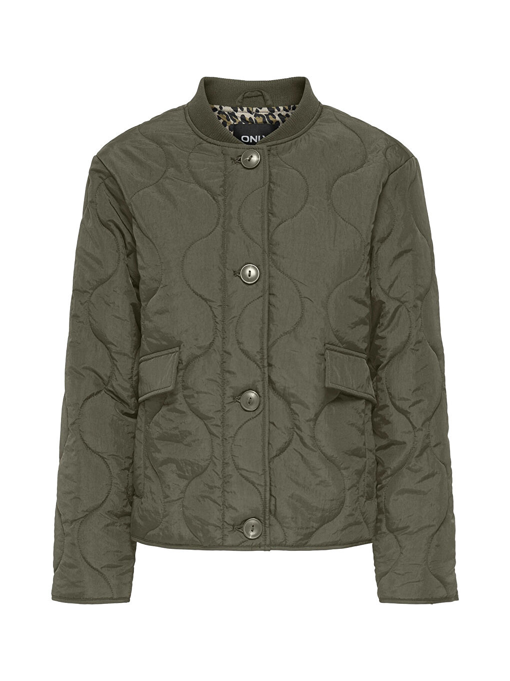 Yeşil Onlsalsa Kapitoneli Regular Fit Kolej Yaka Düğmeli Mont 15357514