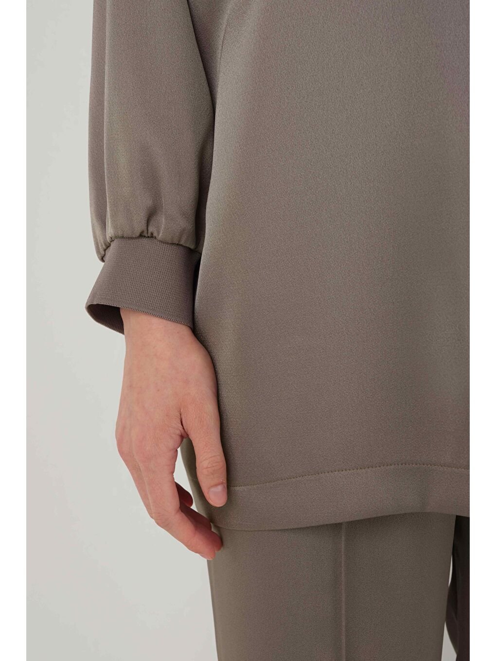 Bej Ribanalı Saten Takım Vizon-3