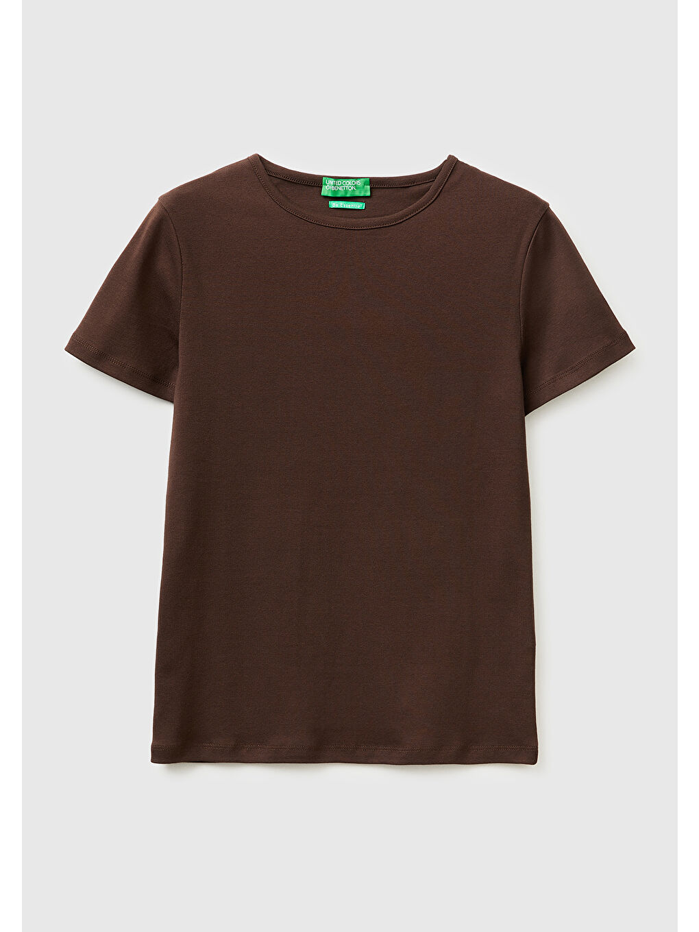 Kadın Kahverengi %100 Pamuk Bisiklet Yaka T-Shirt