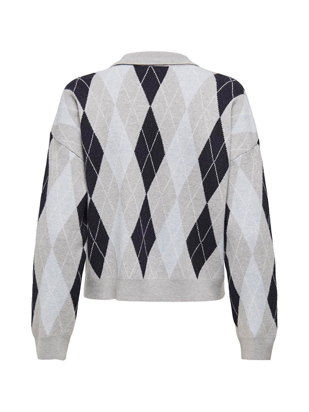 Gri Onlibi Regular Fit Düğmeli Polo Yaka Kazak 15360541-1