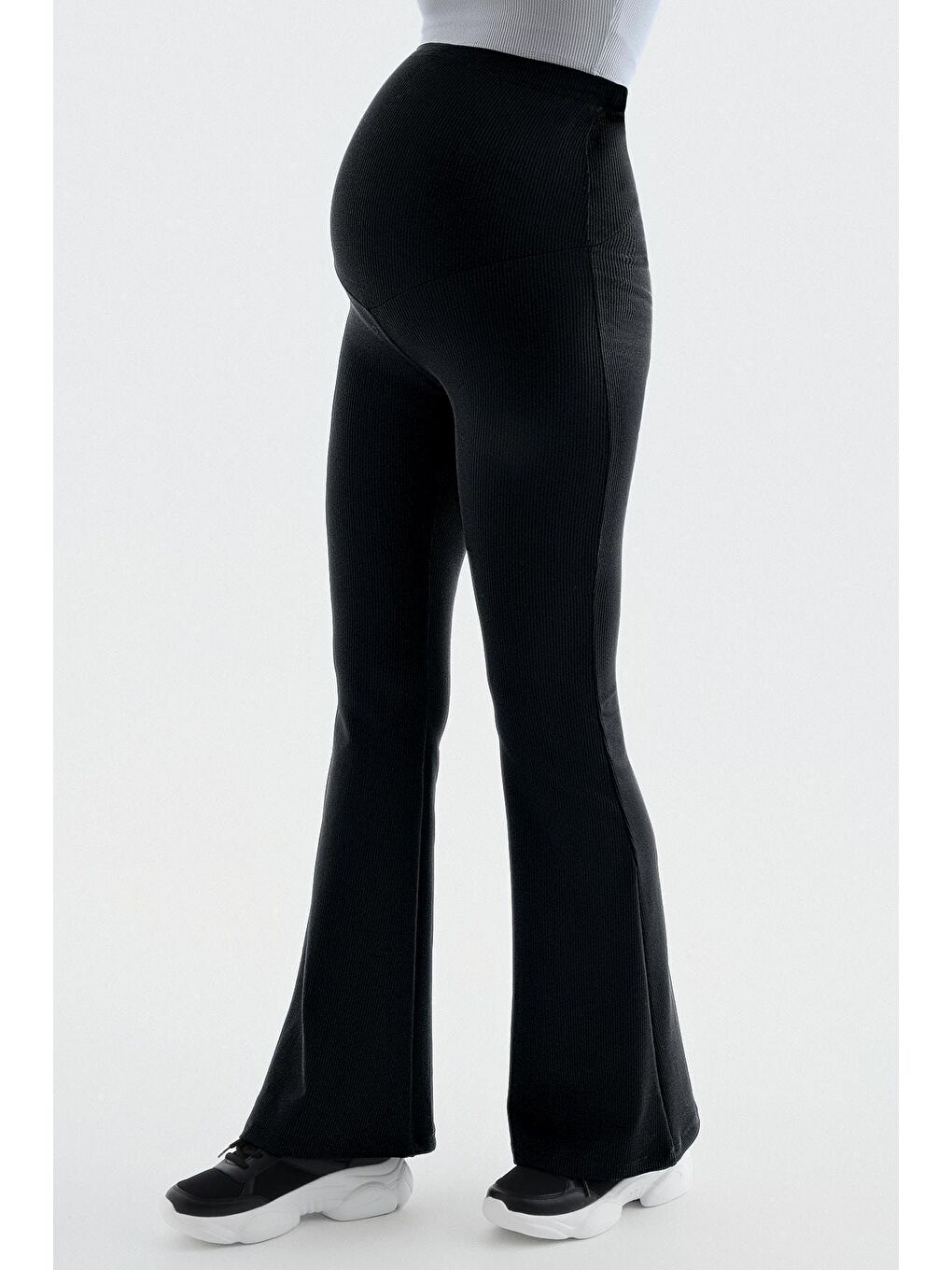 Bej Fitilli İspanyol Paça Yüksek Bel Esnek Toparlayıcı Hamile Tayt F09-6