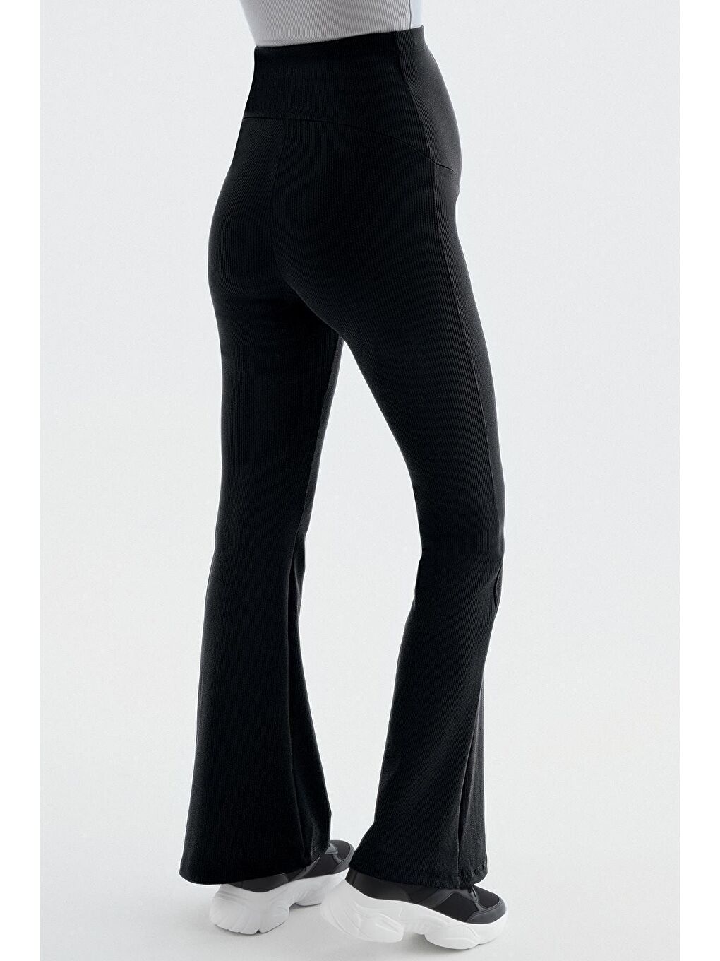 Bej Fitilli İspanyol Paça Yüksek Bel Esnek Toparlayıcı Hamile Tayt F09-7