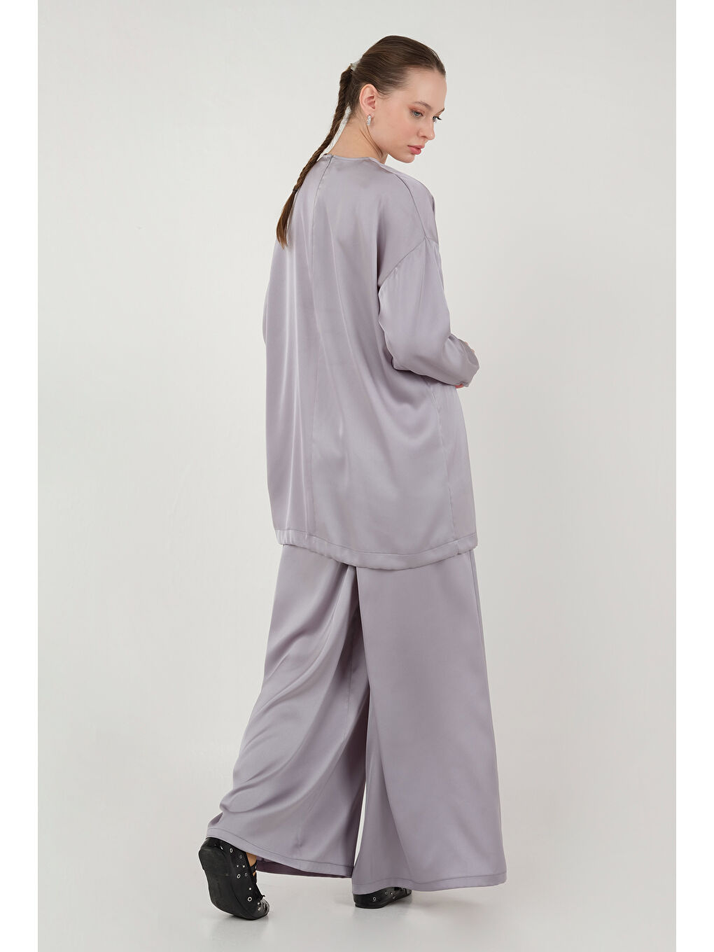 Basic Saten Takım Gri-1