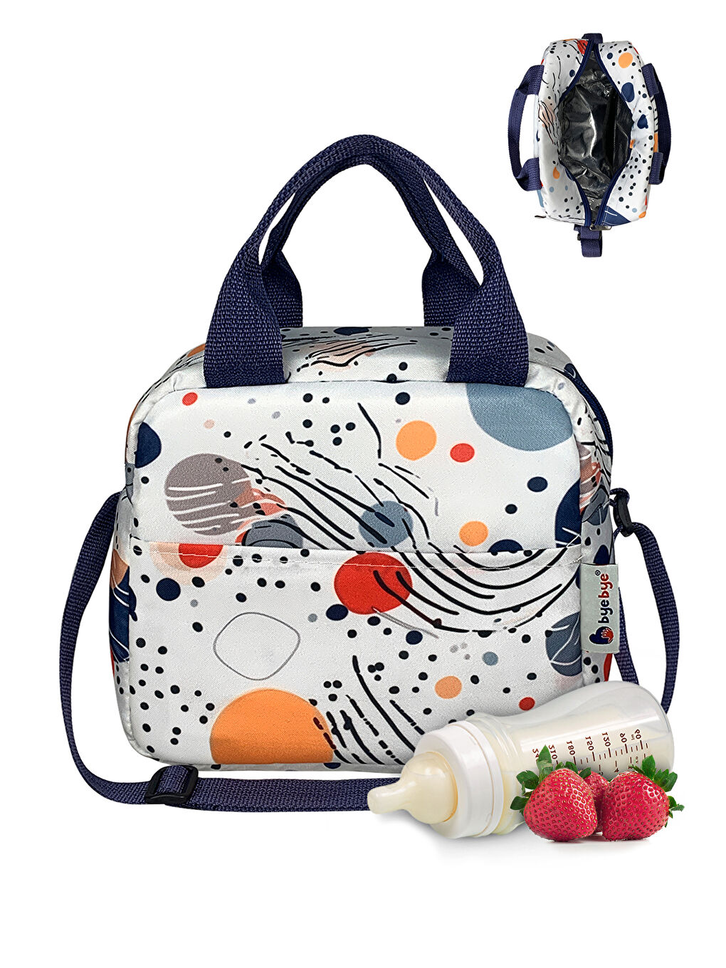 Bye Bye Lunch Omuz Askılı Beslenme Çantası ve Termos Yemek Taşıma Çantası Gri-5