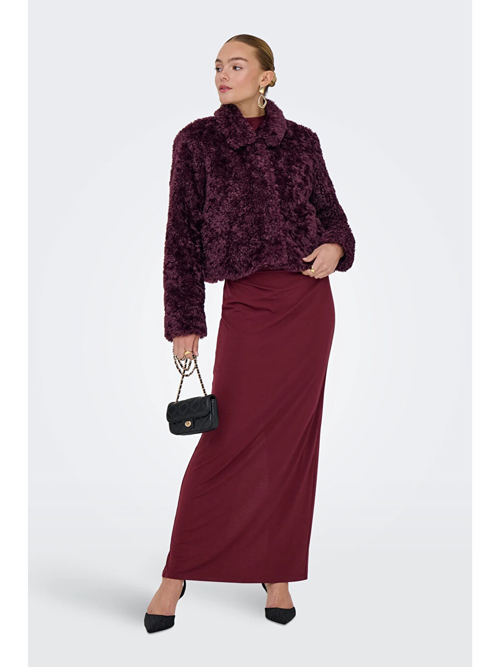 Kırmızı Onlginny Regular Fit Yumuşak Tüylü Mont 15352795-2