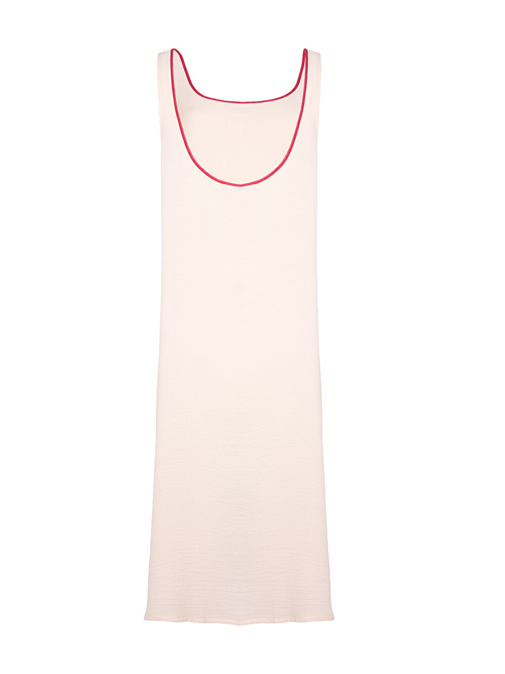 Ekru Koza Nakış Detaylı , Yakası Bordo Biyeli, Viscon Pamuk  Gecelik-2