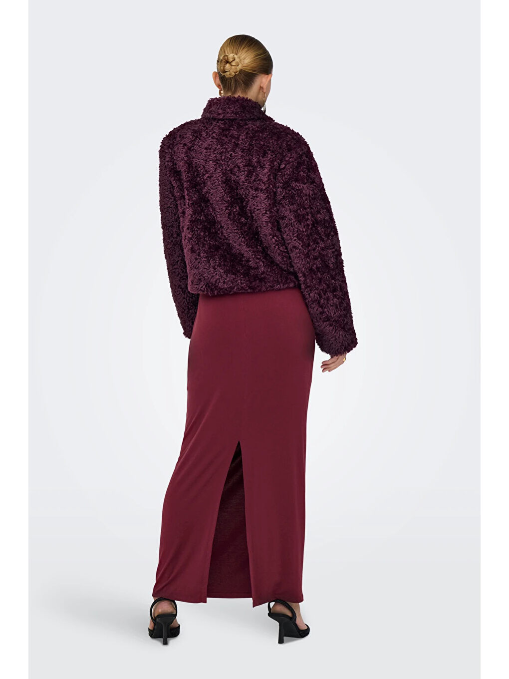 Kırmızı Onlginny Regular Fit Yumuşak Tüylü Mont 15352795-3