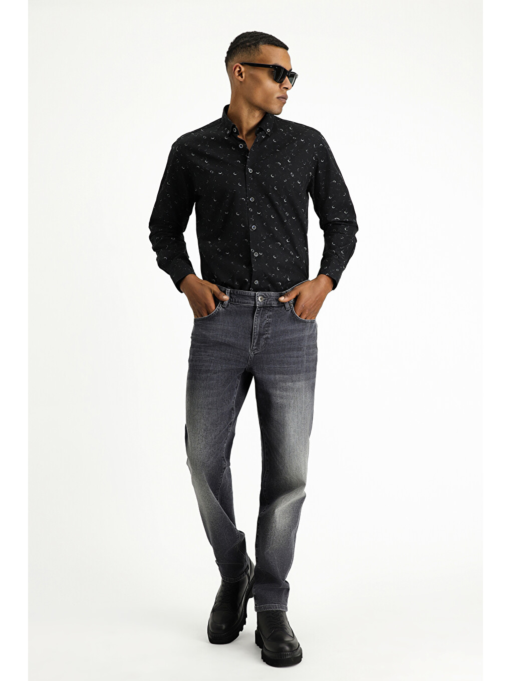 Gri Regular Fit Elastanlı Denim Jean Pantolon-1