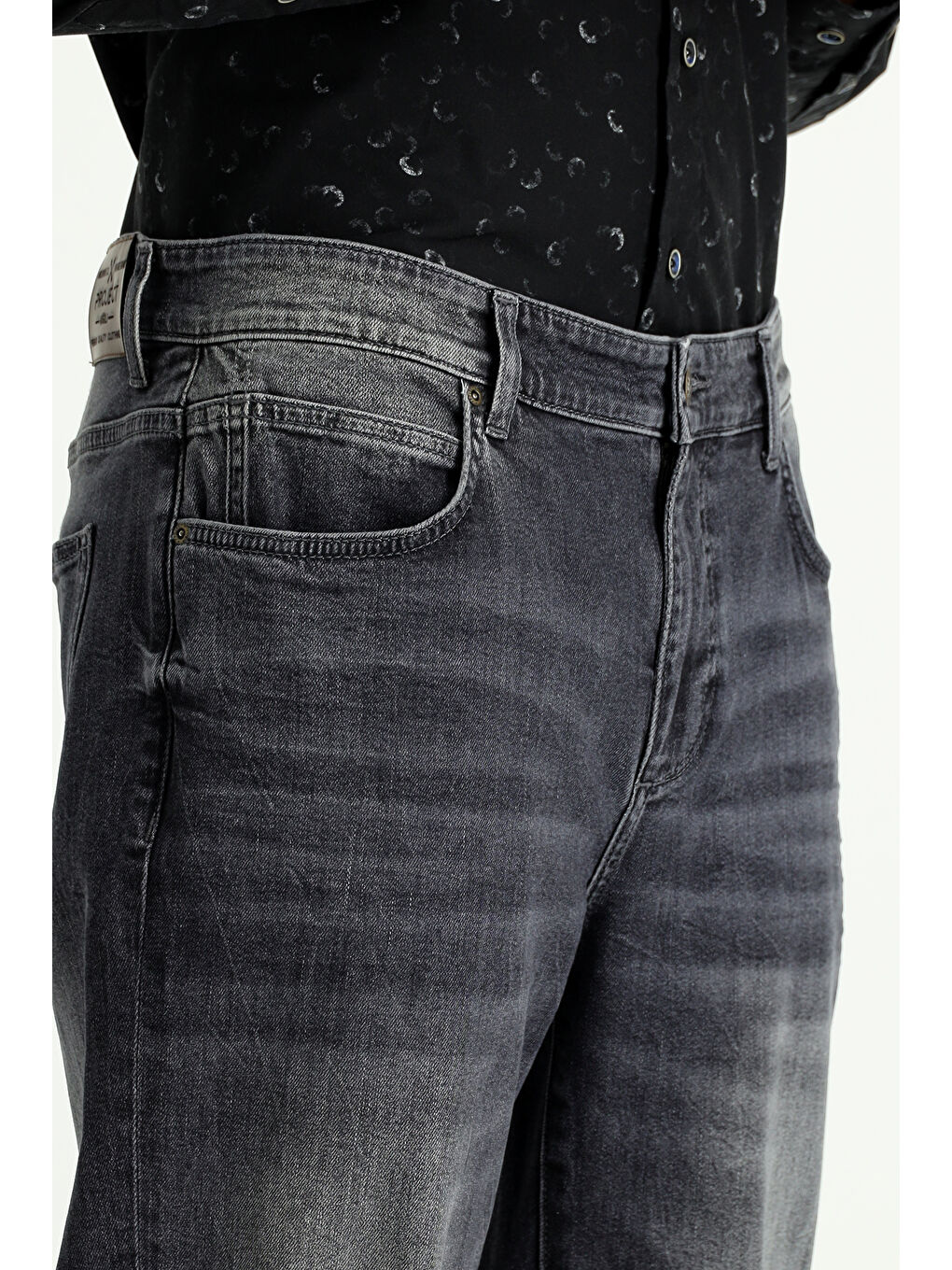 Gri Regular Fit Elastanlı Denim Jean Pantolon-2