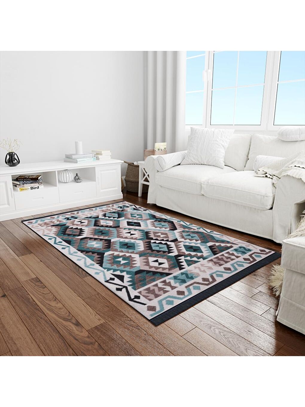 Karışık Çift Taraflı Kilim, Makinede Yıkanabilir, Modern Desenli, 80*150 cm, SA1818A-2