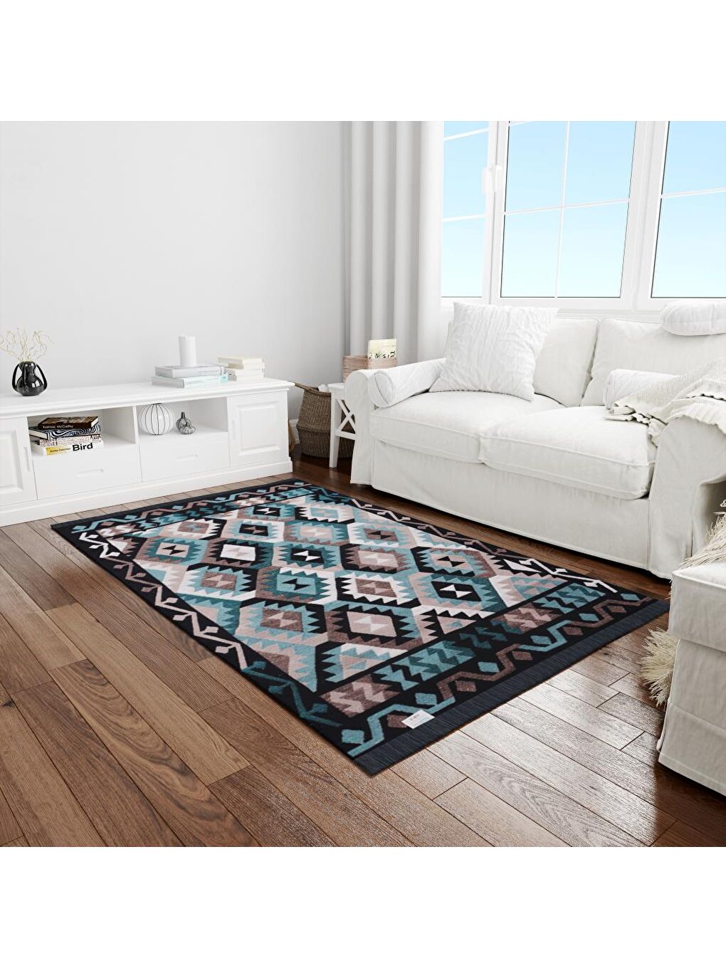 Karışık Çift Taraflı Kilim, Makinede Yıkanabilir, Modern Desenli, 80*150 cm, SA1818A-3