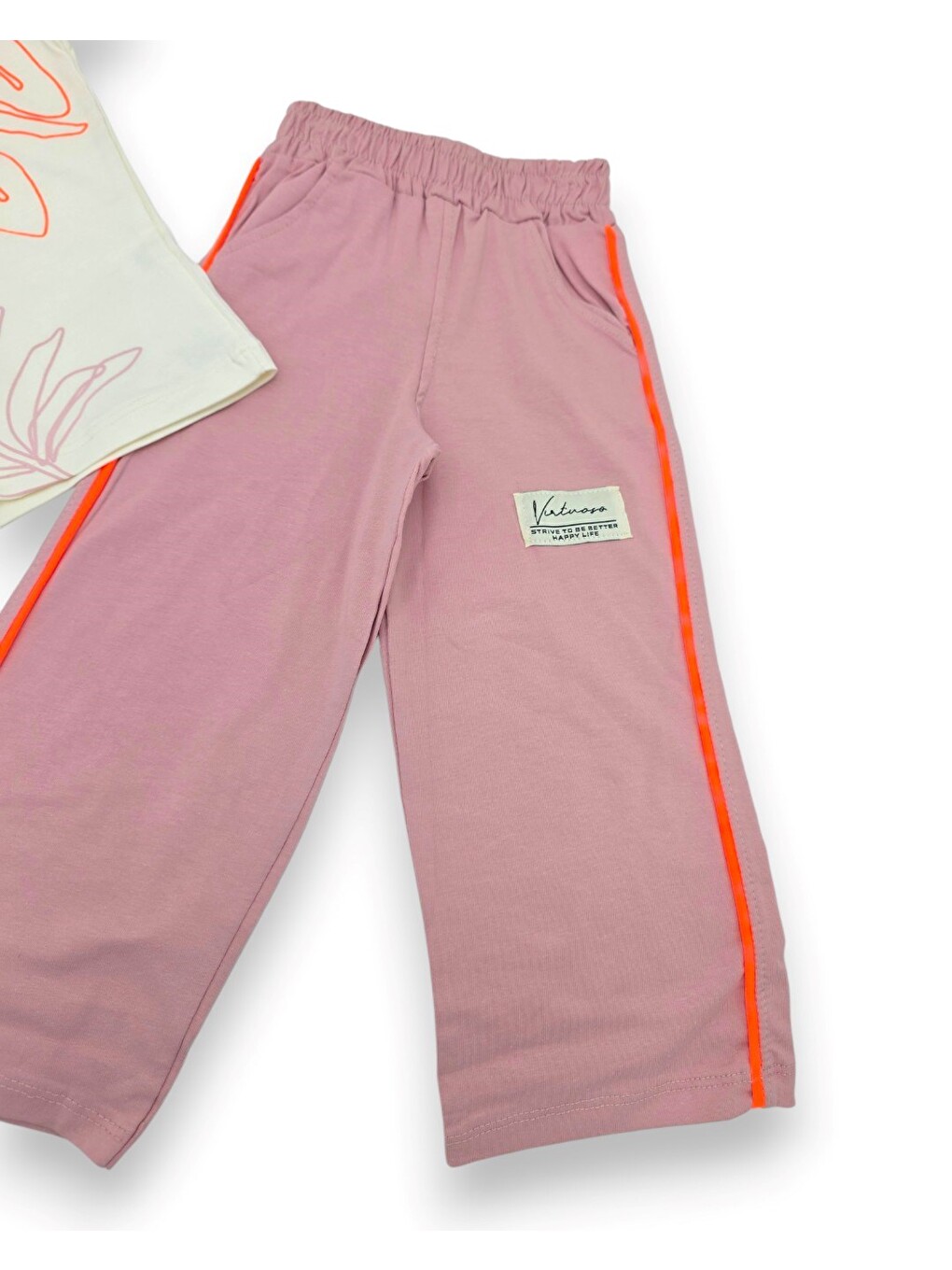 Pembe Kız Çocuk Yazlık 2-3-4-5-6 Yaş Pantolunlu T-shirtlü 2'li Yazlık Takım-5