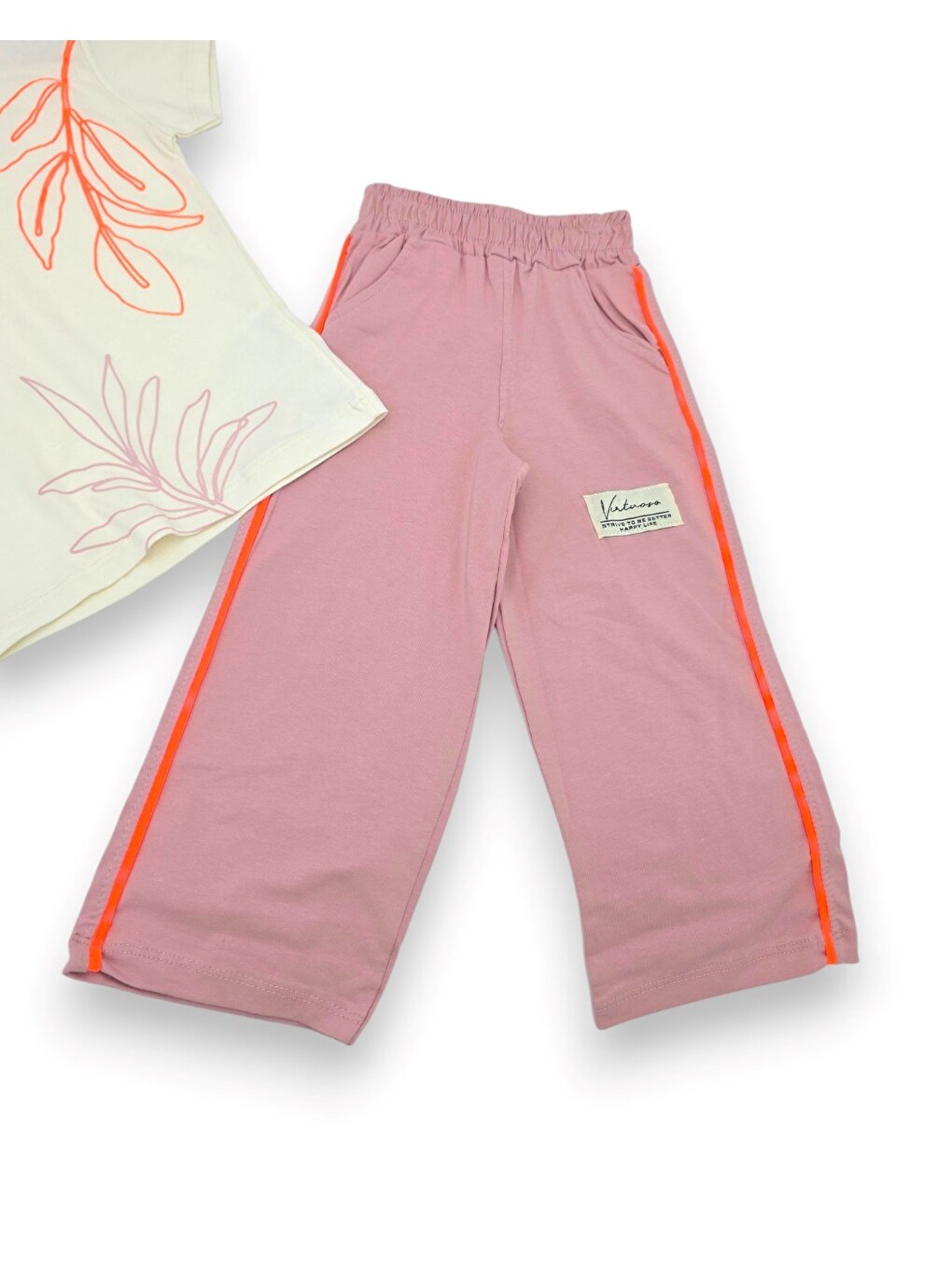 Pembe Kız Çocuk Yazlık 2-3-4-5-6 Yaş Pantolunlu T-shirtlü 2'li Yazlık Takım-6