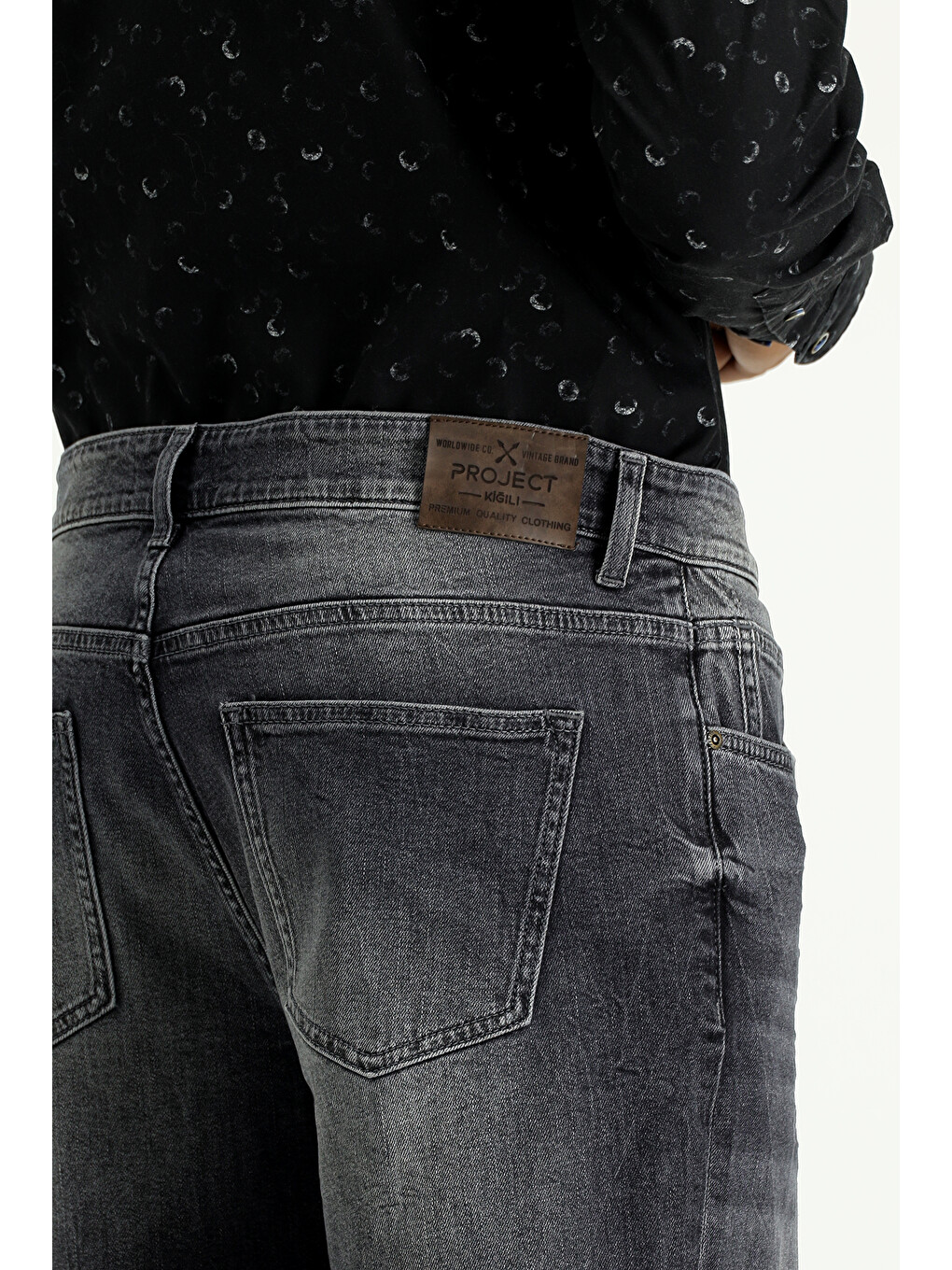 Gri Regular Fit Elastanlı Denim Jean Pantolon-4