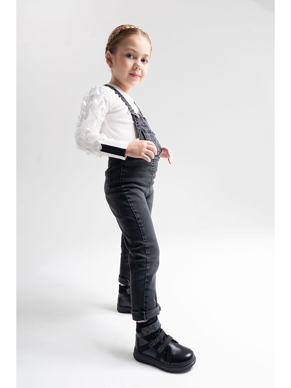 Kız Çocuk Siyah Hakiki Deri Suya Dayanıklı Günlük Bot