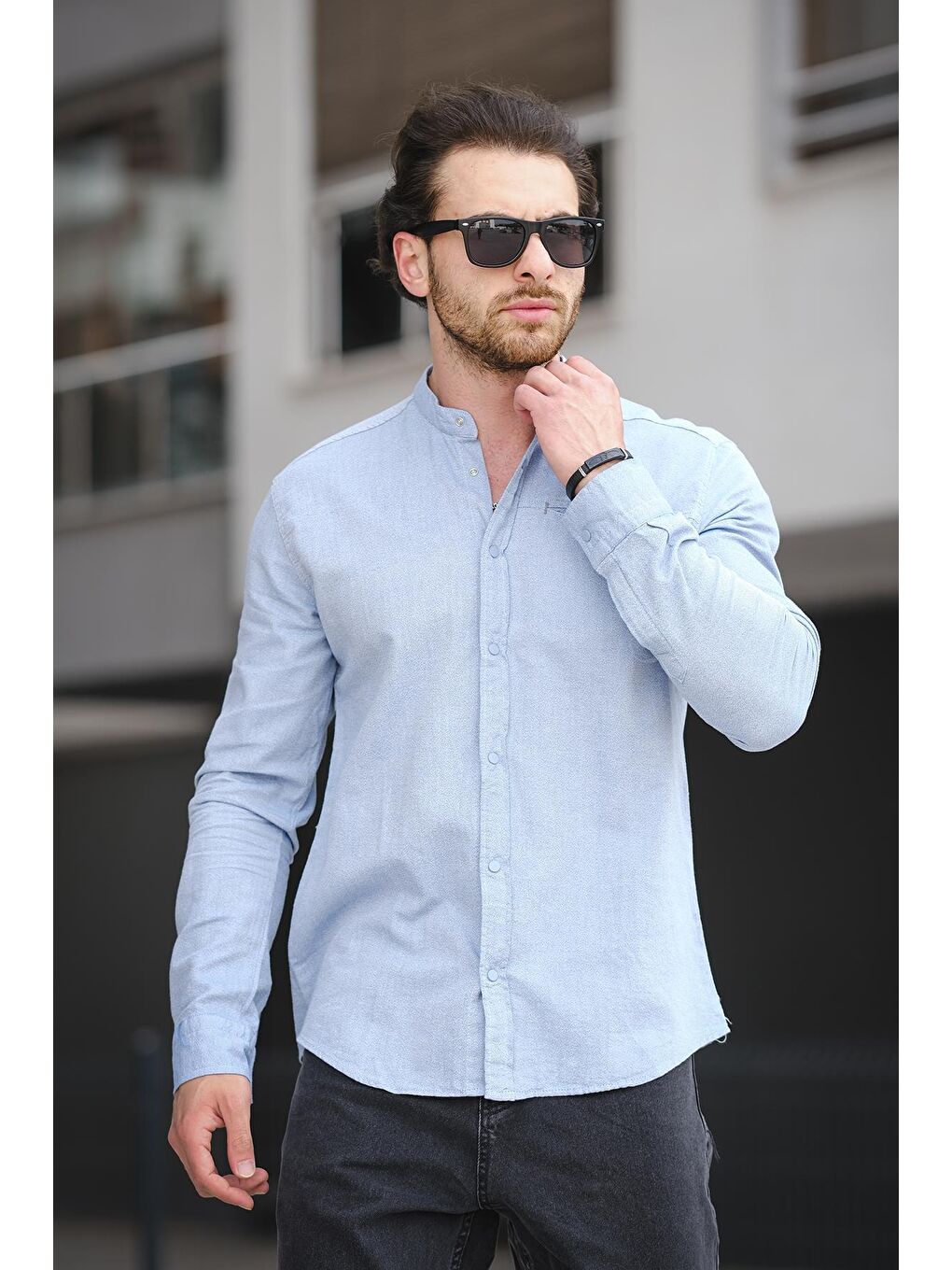 İndigo Trc 2700 Tek Cep Çıt Çıtlı Slim Hakim Yaka Erkek Gömlek-2