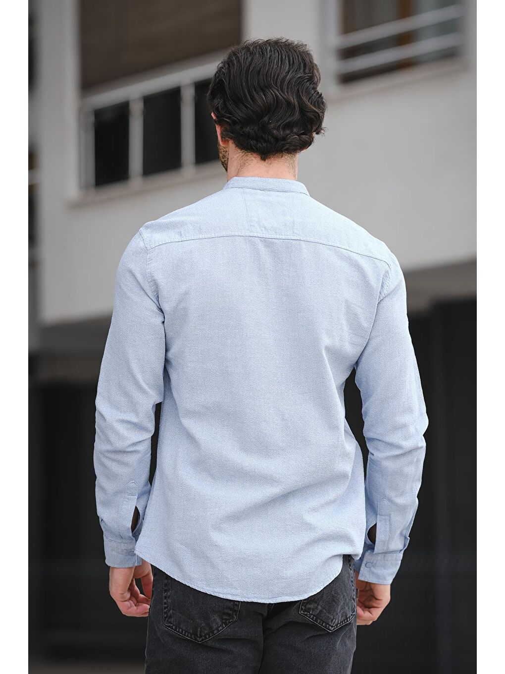 İndigo Trc 2700 Tek Cep Çıt Çıtlı Slim Hakim Yaka Erkek Gömlek-3