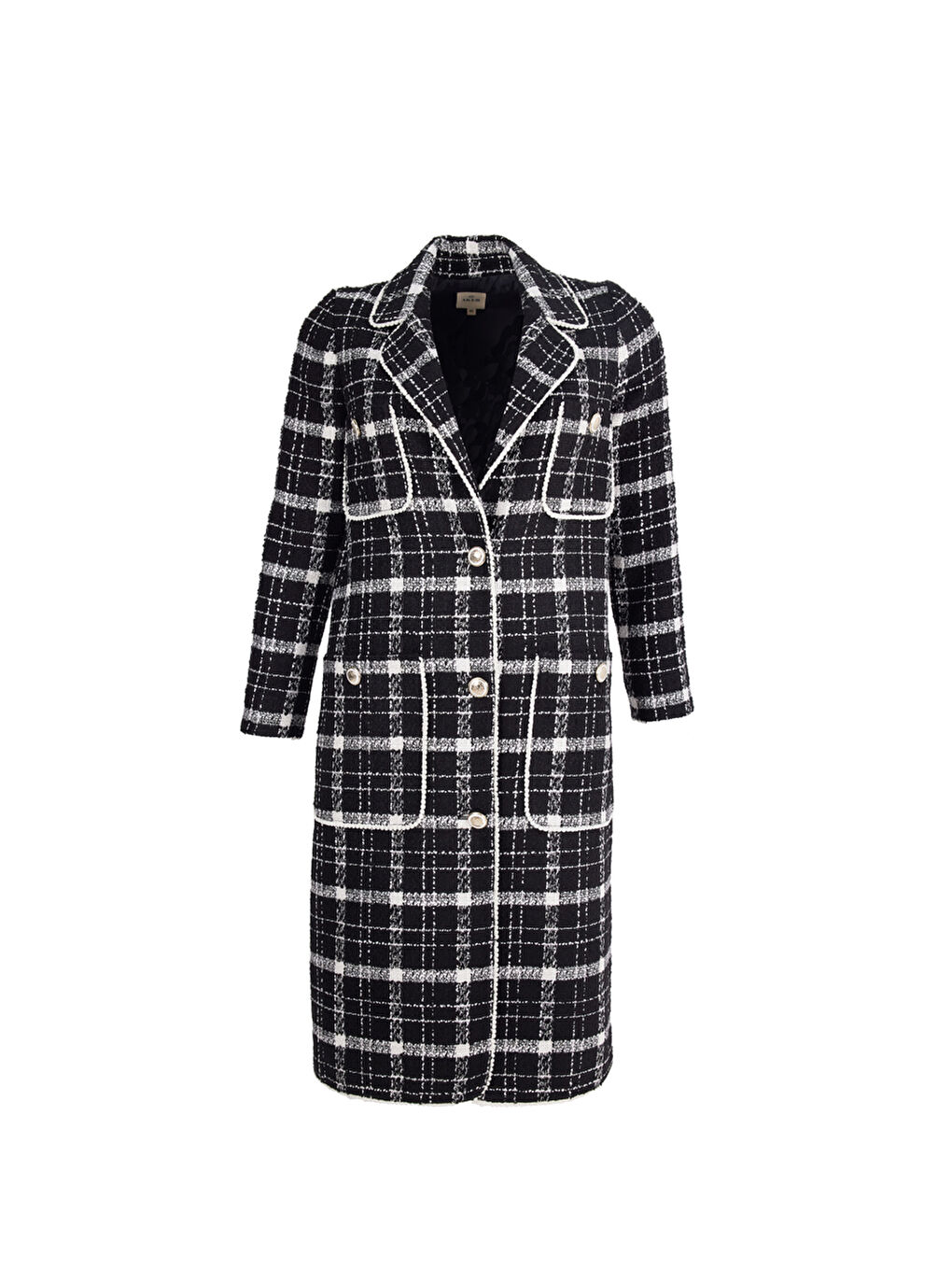 Siyah Biye Detaylı Ekose Kap