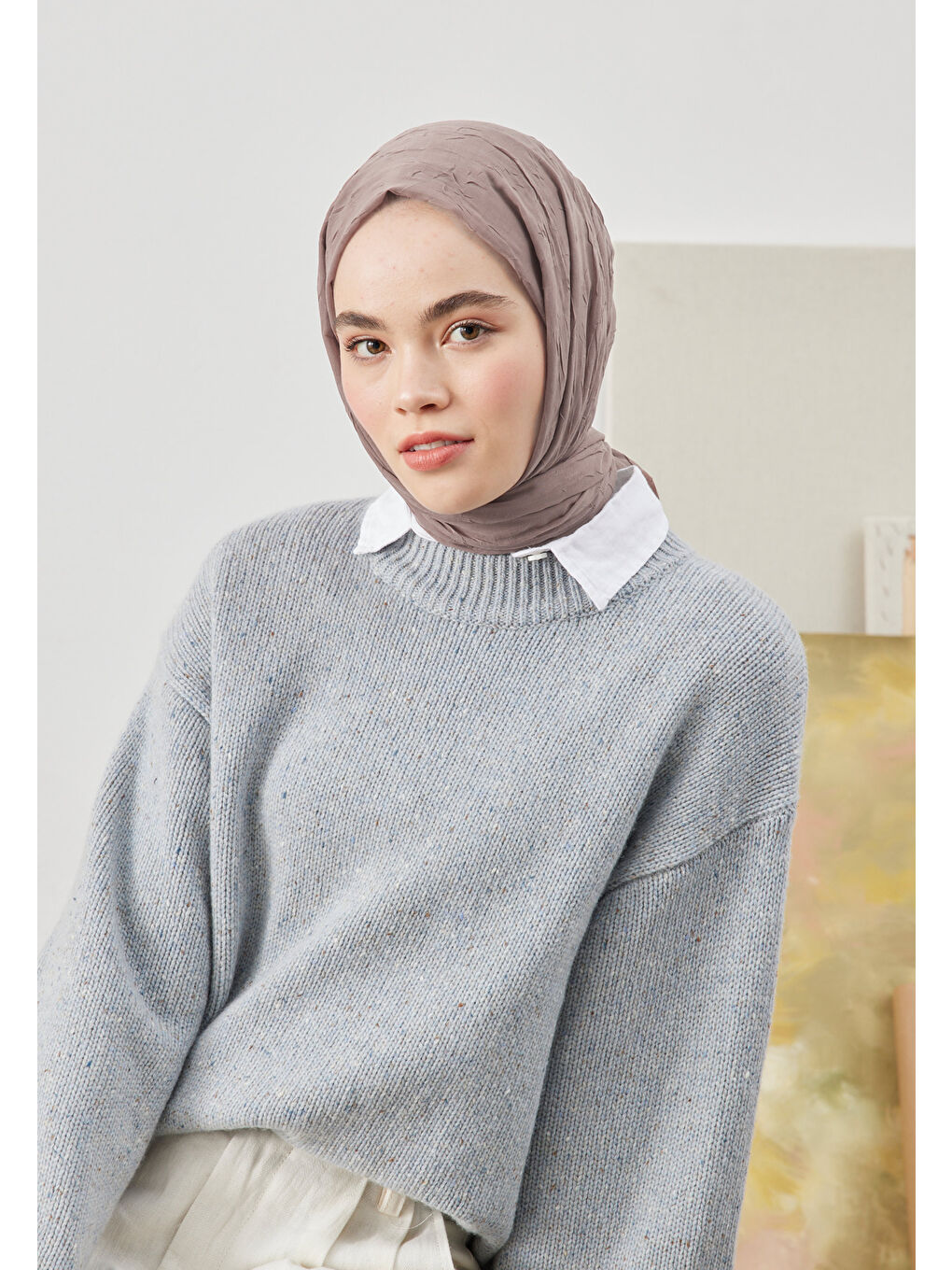 Kahverengi Bambu Şal Koyu Vizon-1