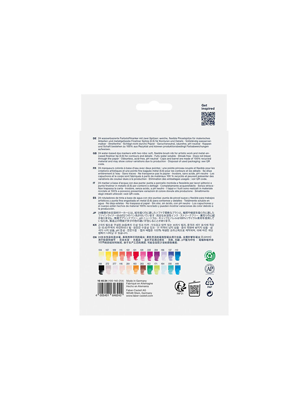 Goldfaber Aqua Markör Seti, 24'lü, Çift Uçlu, 0.4 mm Fineliner Uç, Geri Dönüştürülmüş Gövde-1