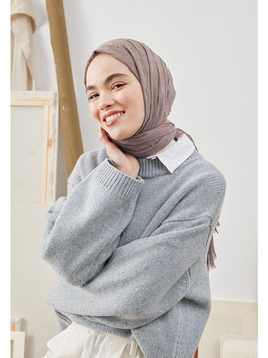 Kahverengi Bambu Şal Koyu Vizon-2