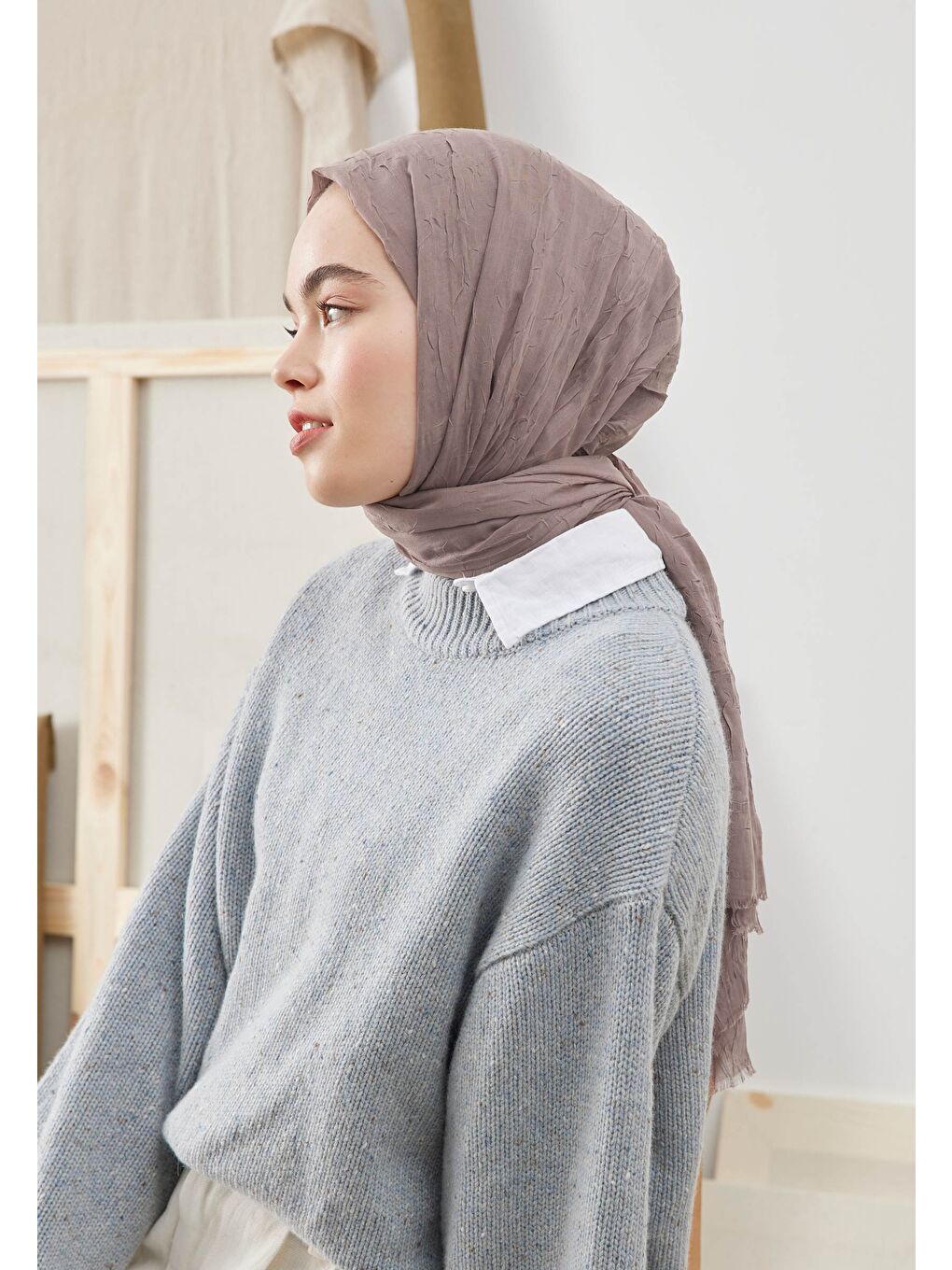 Kahverengi Bambu Şal Koyu Vizon-3