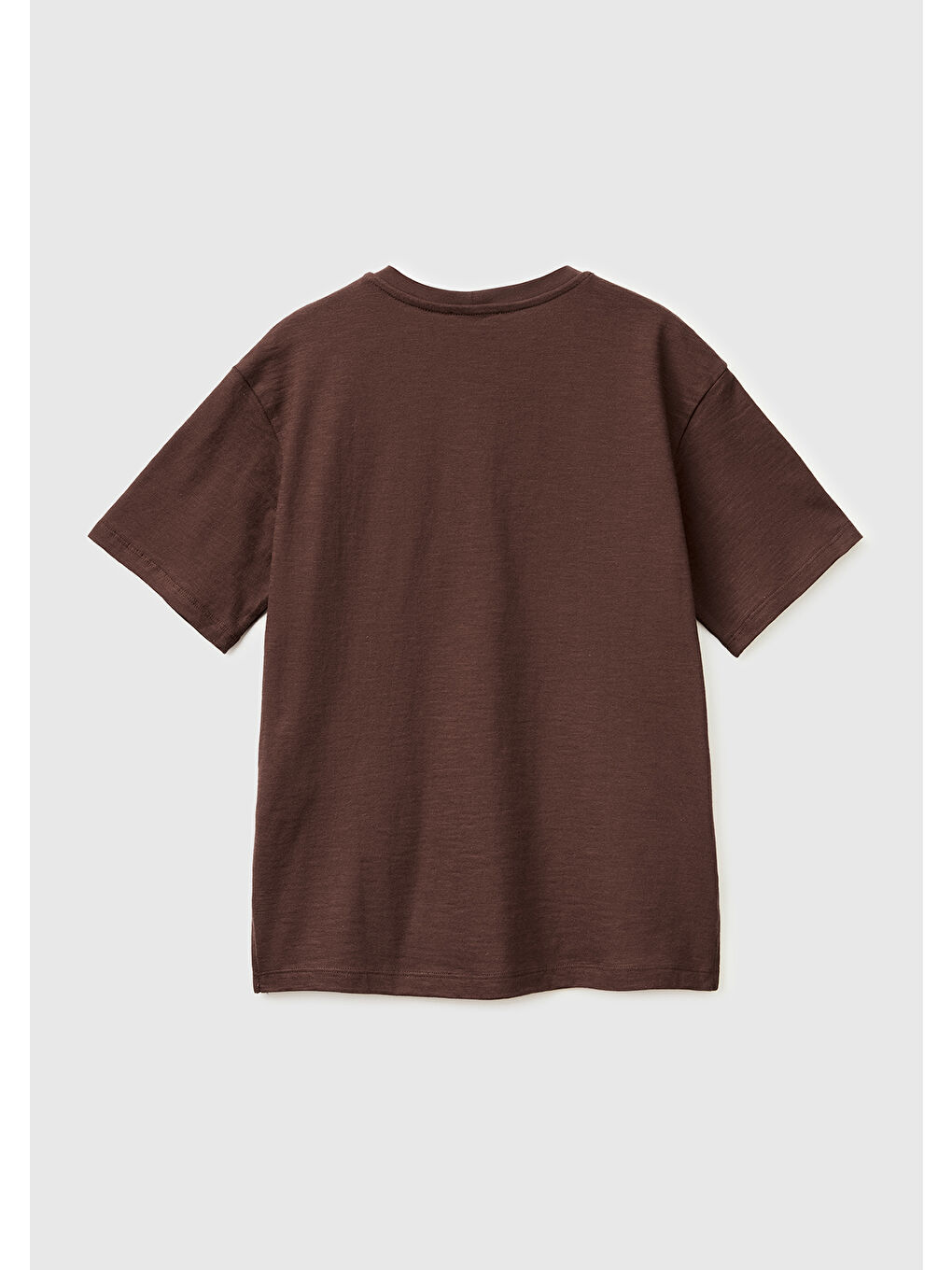 Kadın Kahverengi %100 Pamuk Klasik V Yaka T-Shirt-1