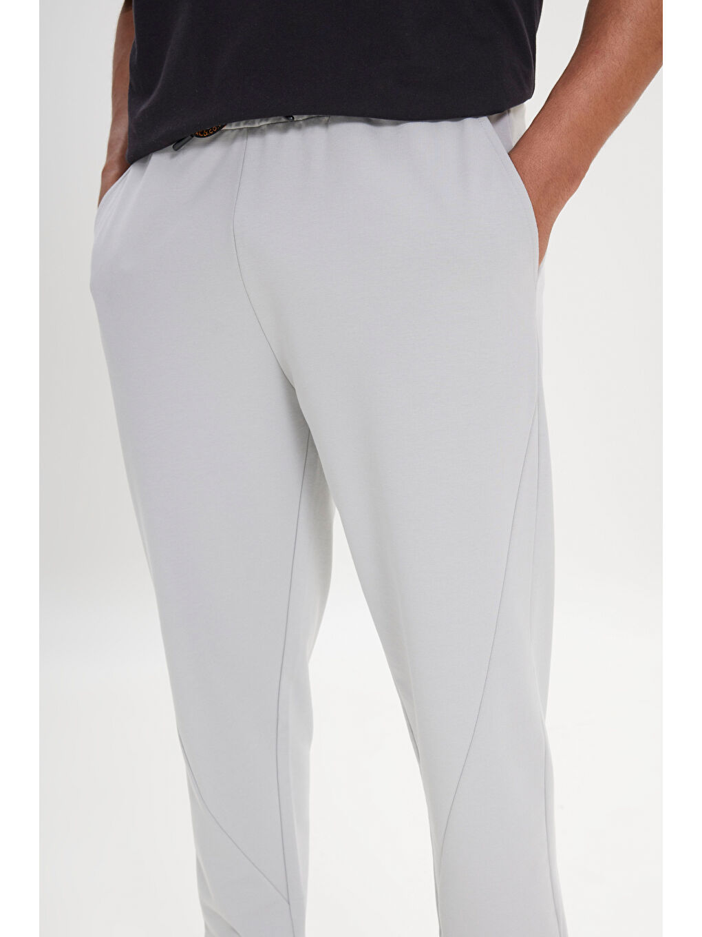 Erkek Gri Standart Fit Normal Kesim Pamuklu Baskılı Rahat Jogger Eşofman Altı-2