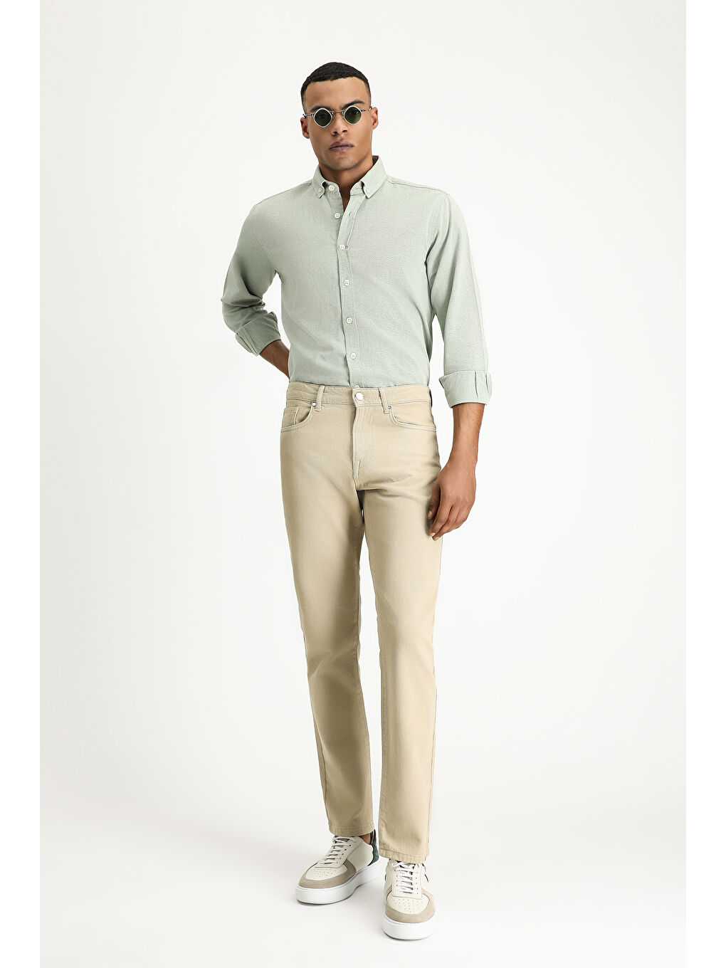 Kahverengi Regular Fit Denim Pamuk Pantolon-1