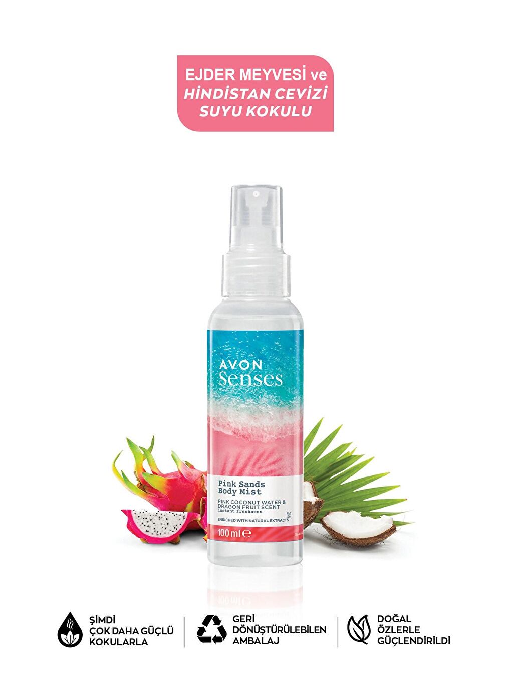Senses Pink Sands Hindistan Cevizi Suyu ve Ejder Meyvesi Kokulu Vücut Spreyi 100 Ml.-1