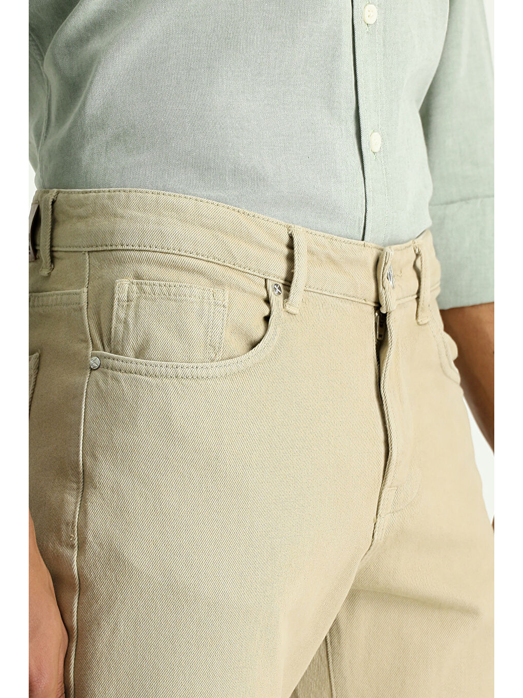 Kahverengi Regular Fit Denim Pamuk Pantolon-2