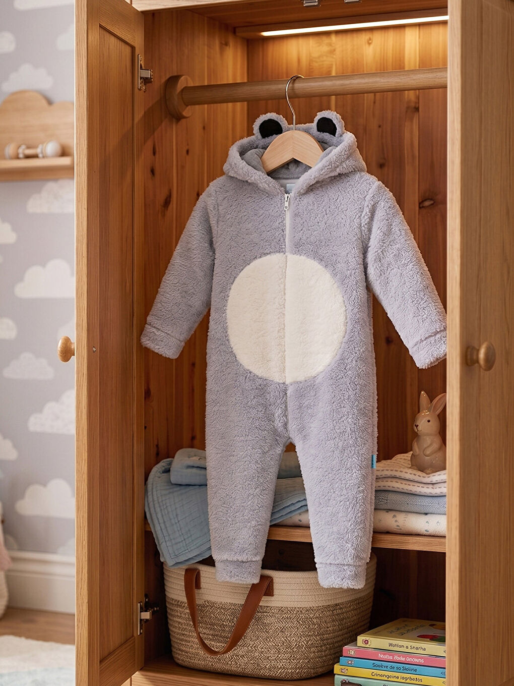 Welsoft Panda Gri Kız Çocuk Desenli Kışlık  Uyku Tulumu 1–6 Yaş-2