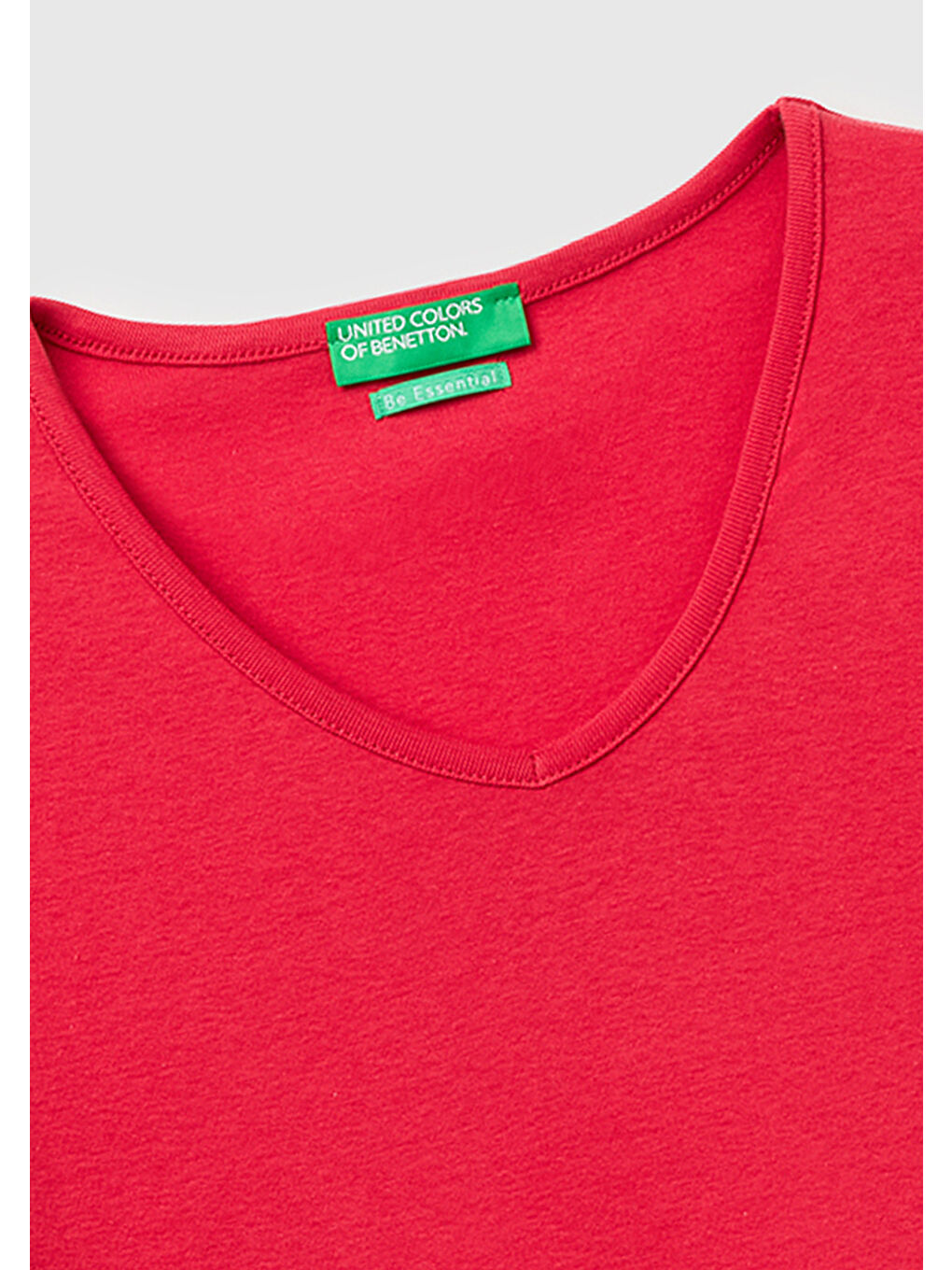 Kadın Kırmızı %100 Pamuk Geniş V Yaka T-Shirt-2