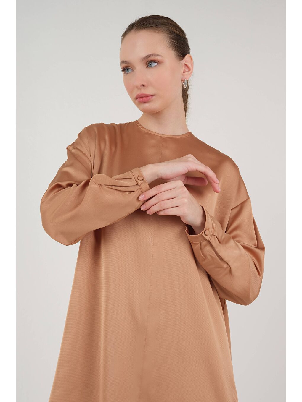 Pembe Basic Saten Takım Somon-4