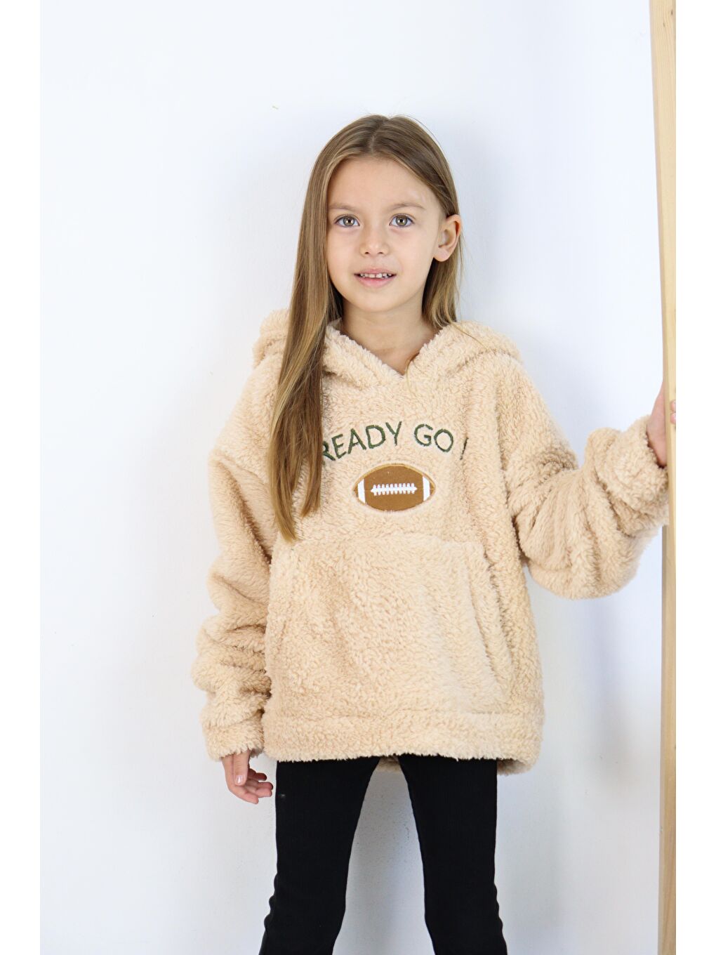 Miababy Bej Unisex Welsoft Kapüşonlu Sweat