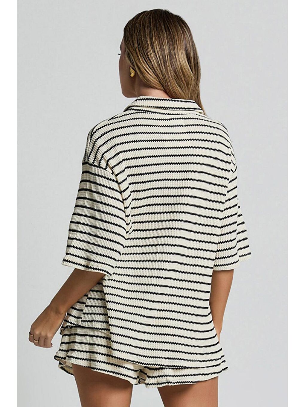 Beyaz Kadın Şort Gömlek Takım Mg2328-4