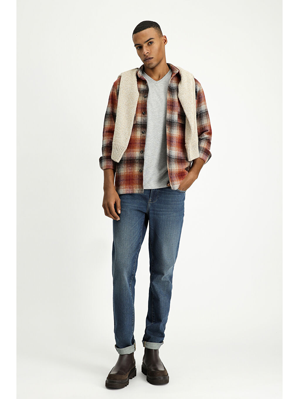 İndigo Slim Fit Dar Kesim Elastanlı Denim Jean Pantolon-1