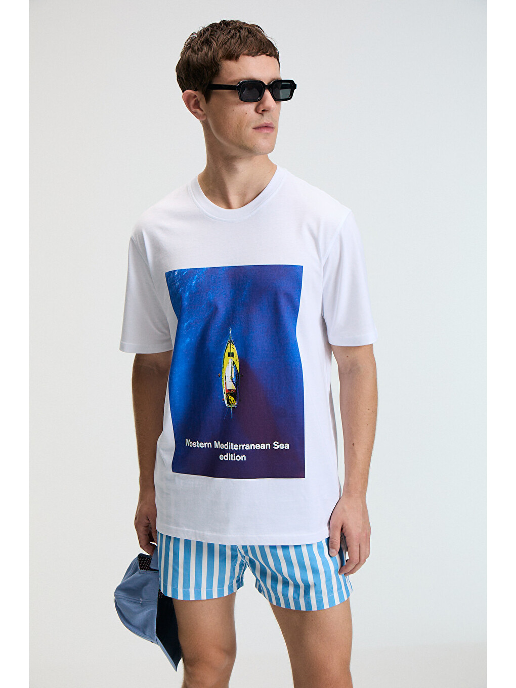 Zest Erkek %100 Pamuk Oversize Fit Baskılı Kısa Kollu Yuvarlak Yakalı Beyaz T-shirt-1