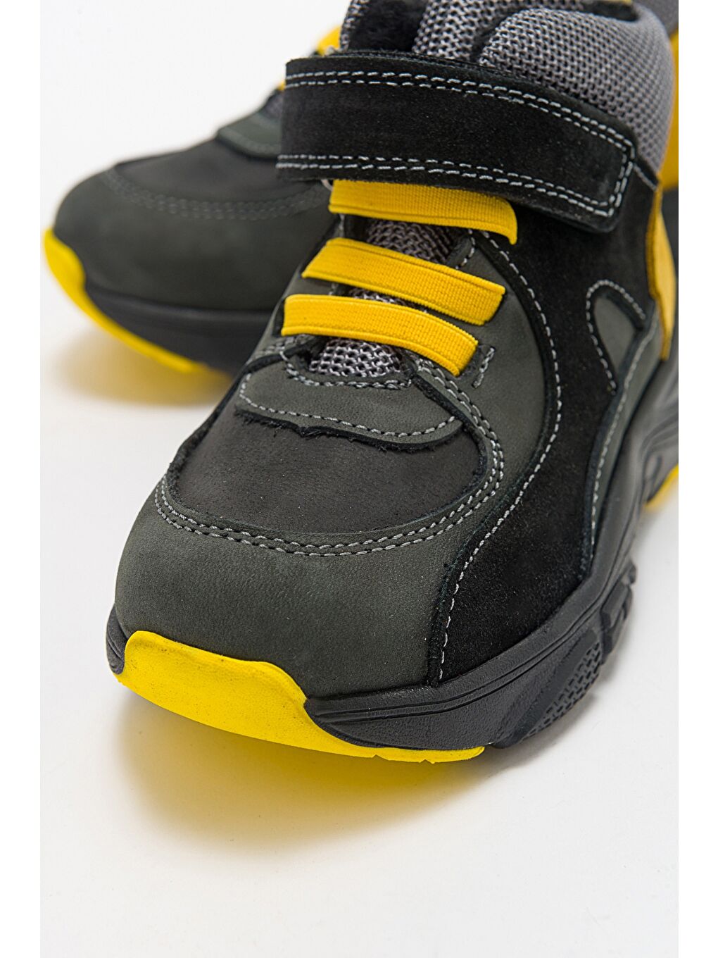 Erkek Çocuk Gri-Sarı Hakiki Deri Suya Dayanıklı Anatomik Günlük Bot-1