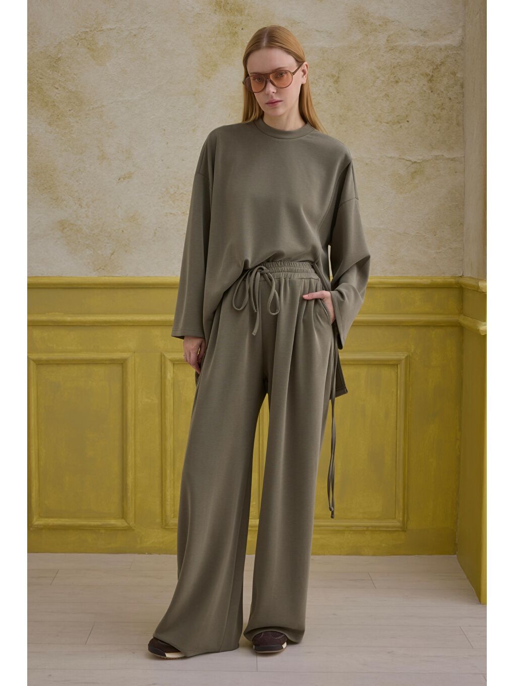 Bağlama Detaylı Modal Takım Küf Yeşili-1