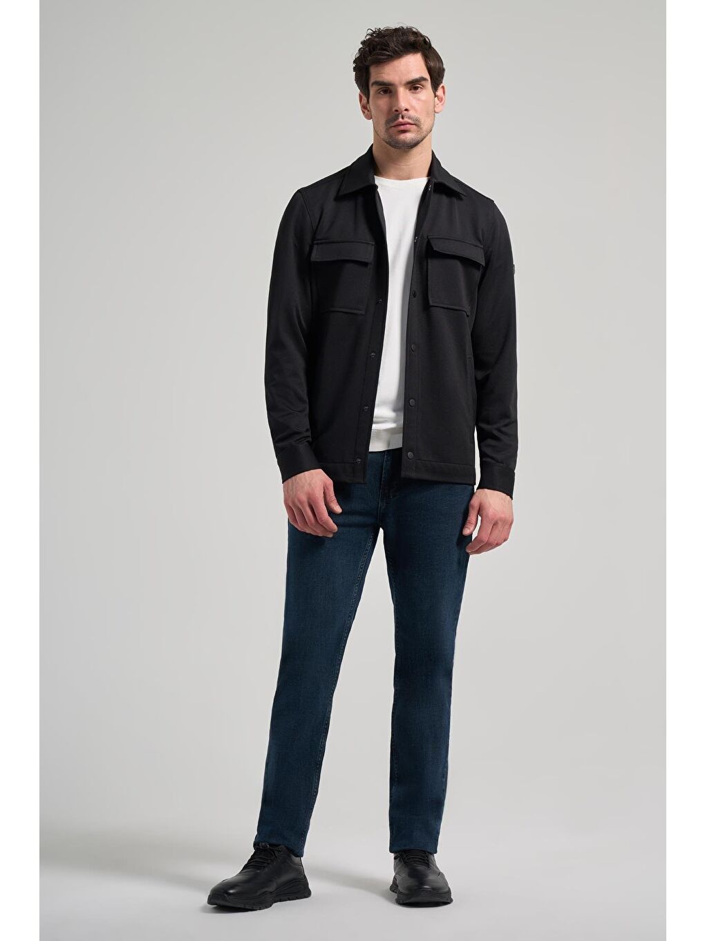 Siyah Armürlü Bebe Yaka Kendinden Pamuklu Garnisiz-Biyesiz Standart Fit Mont 1007245163-1