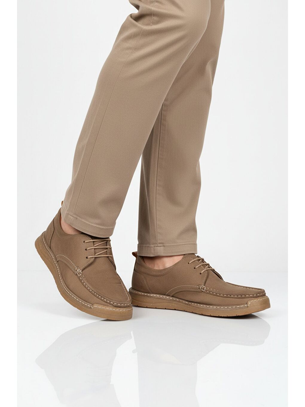 Ekru Kum Nubuk Hakiki Deri Erkek Casual Ayakkabı 62401 M