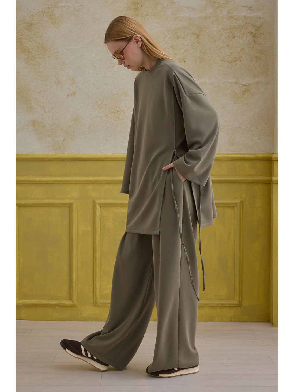 Bağlama Detaylı Modal Takım Küf Yeşili-2