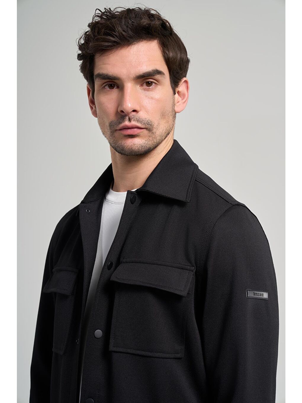 Siyah Armürlü Bebe Yaka Kendinden Pamuklu Garnisiz-Biyesiz Standart Fit Mont 1007245163-3